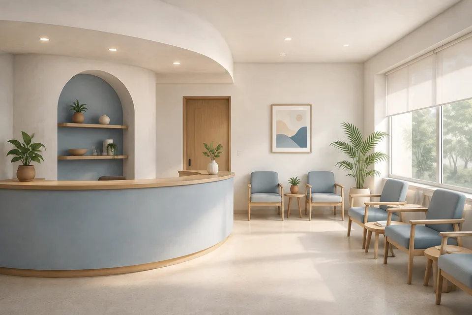 Illustration of the reception area at a clinic